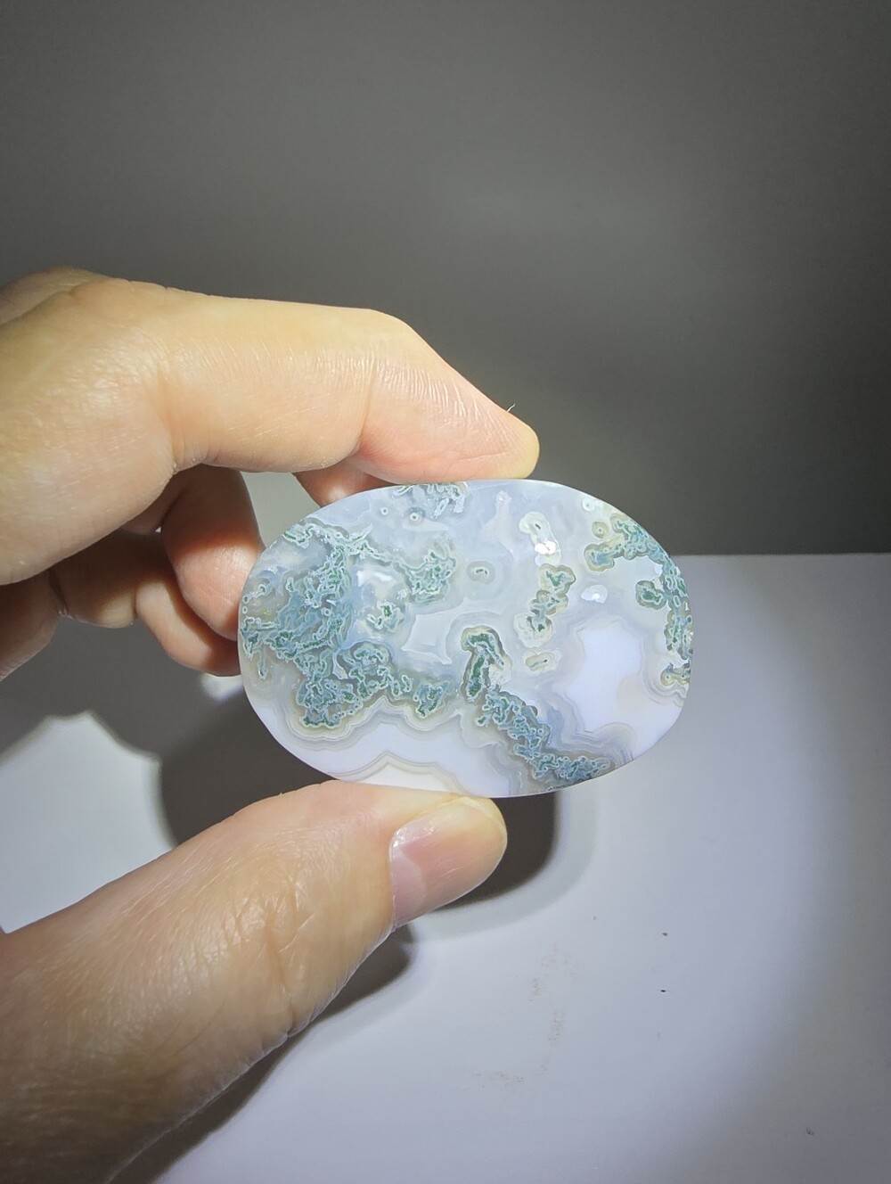 Moss Agate Crystal Palmstone #D